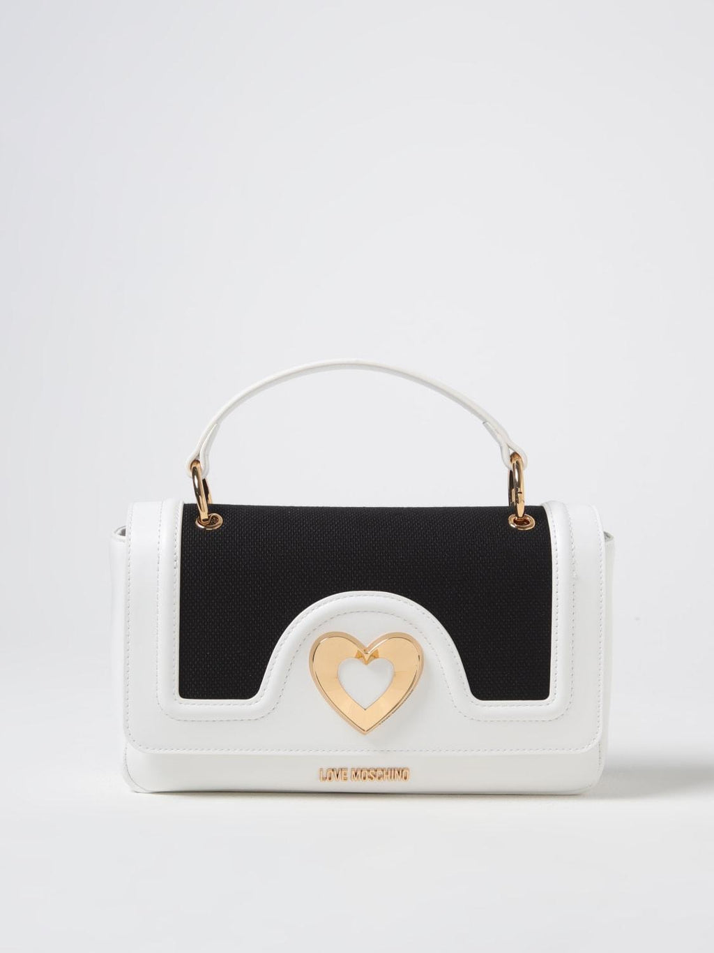 BORSA CANVAS NERO+PU BIANCO 