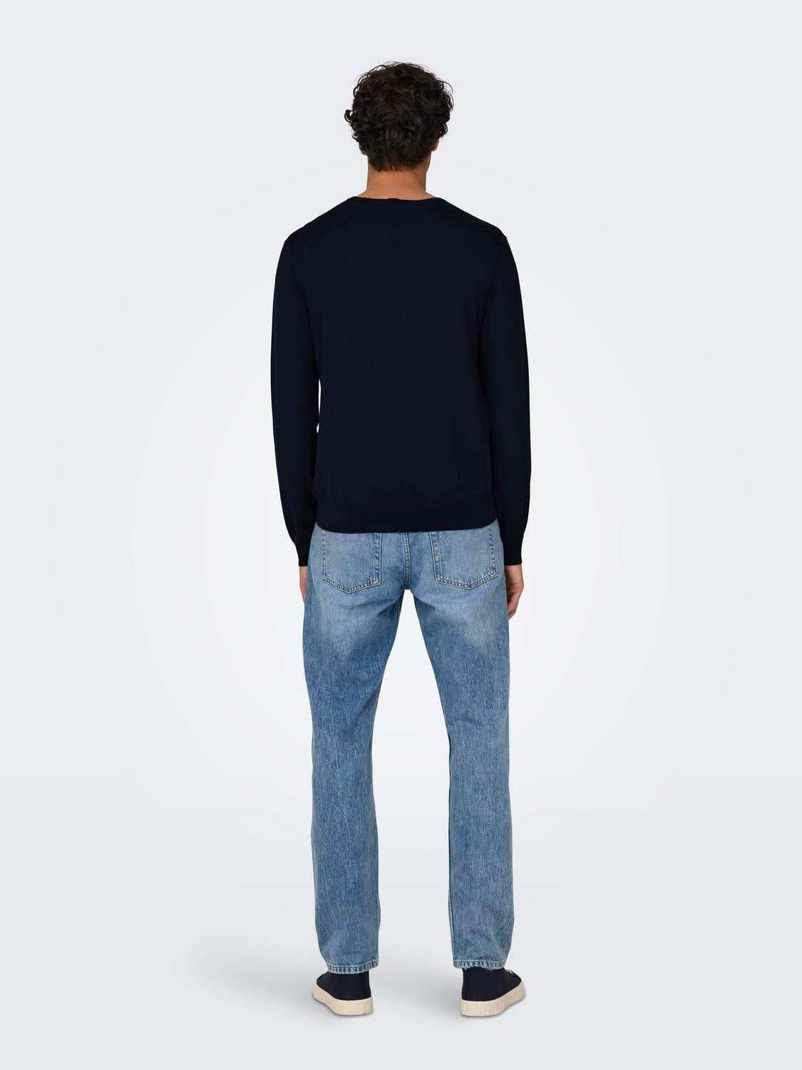 ONSWYLER LIFE REG 14 LS CREW KNIT NOOS 22020088/Dark Navy ONLY&SONS