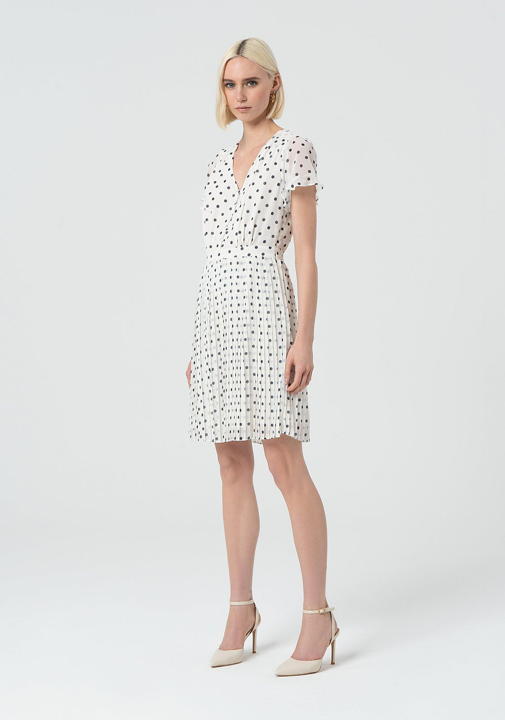 SHORT PRINTED DRESS CREAMBLUE 