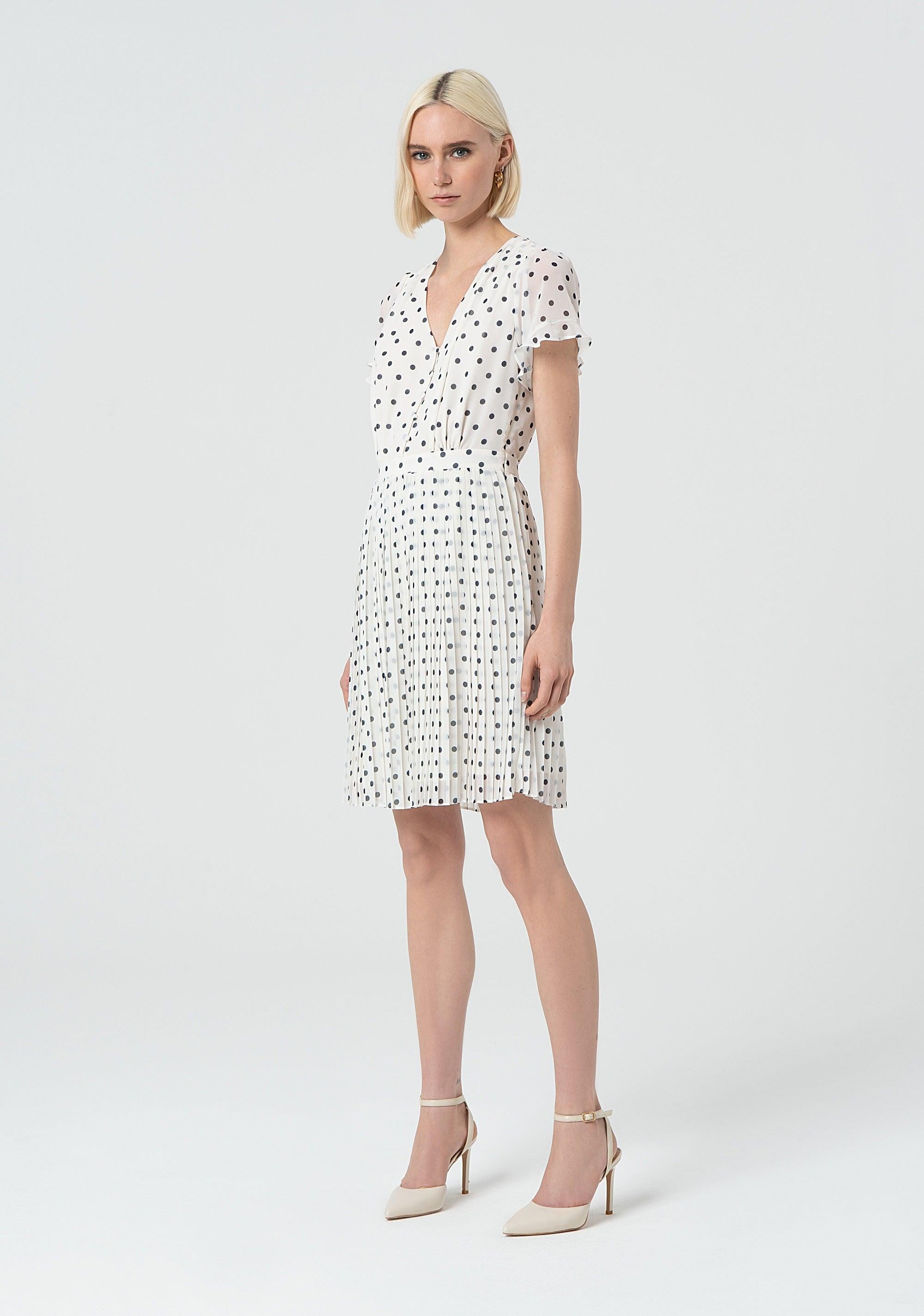 SHORT PRINTED DRESS CREAMBLUE 