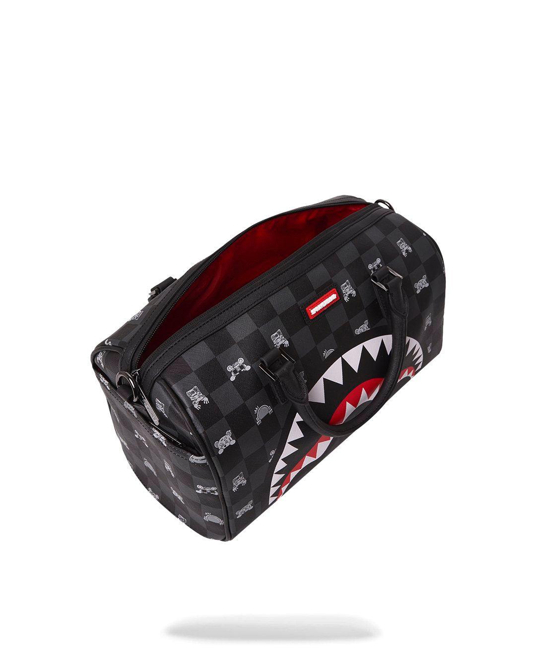 GRAY PEEKING CHARACTER CHECK MINI<BR/>DUFFLE 