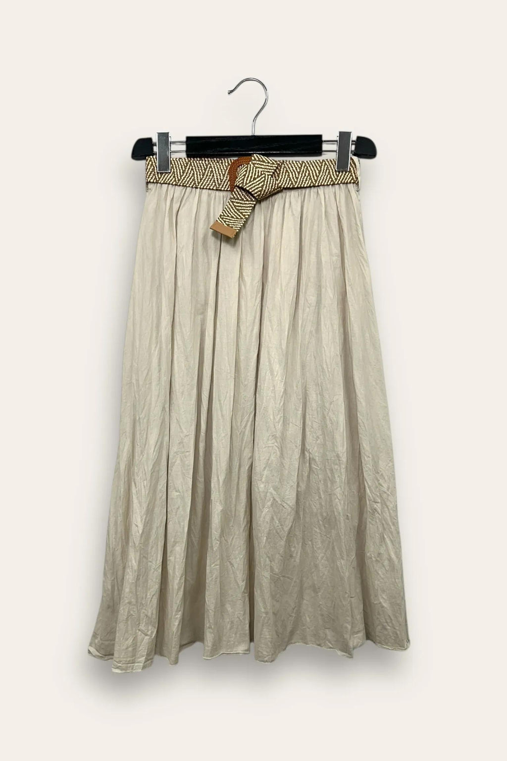 Gonna in cotone stroppicciata CH-12875/Beige LOVEme