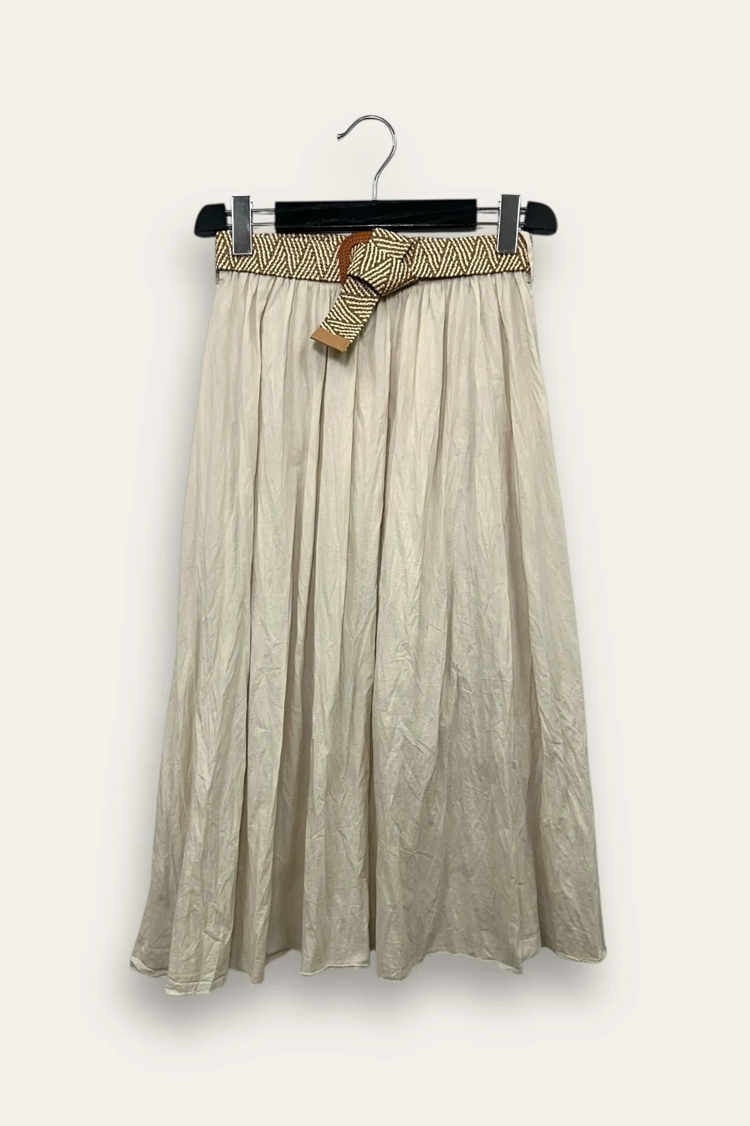 Gonna in cotone stroppicciata CH-12875/Beige LOVEme