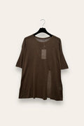 LOVEme Maglia ampia mezza manica con spacco, misto lino