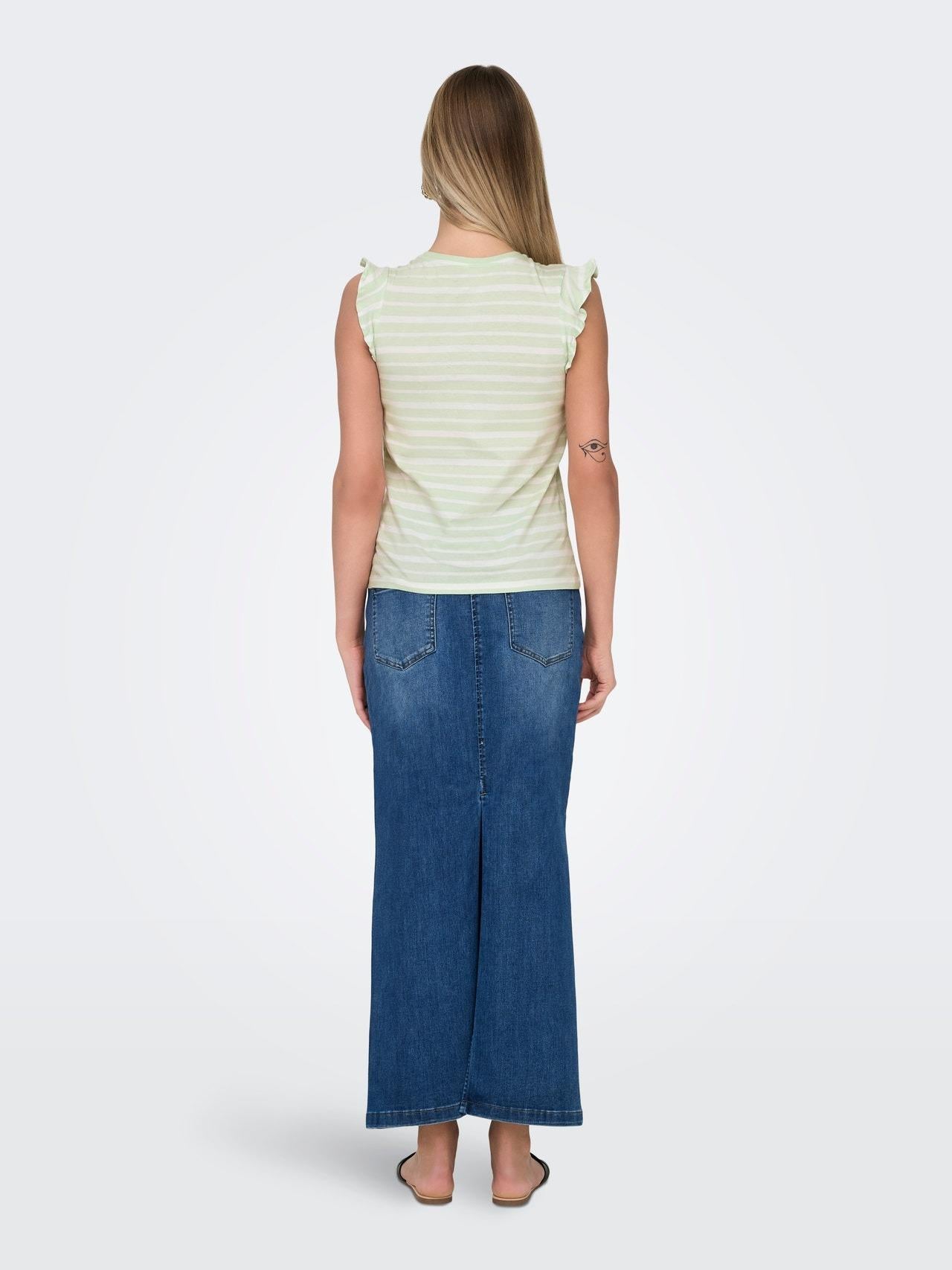 ONLMAY LIFE S/S FRILL V-NECK TOP BOX JRS 