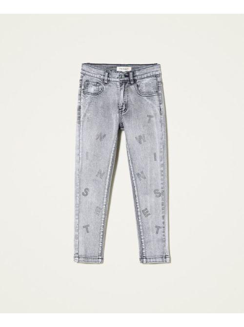 SKINNY IN DENIM DELAVATO CON APPLICAZIONI 222GJ2410/7284 TWINSET