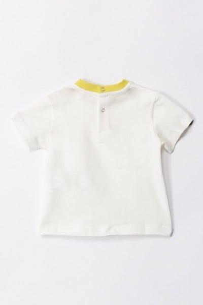 T-SHIRT CON COSTINA E RICAMO LOGO CEDRO/AVORIO 