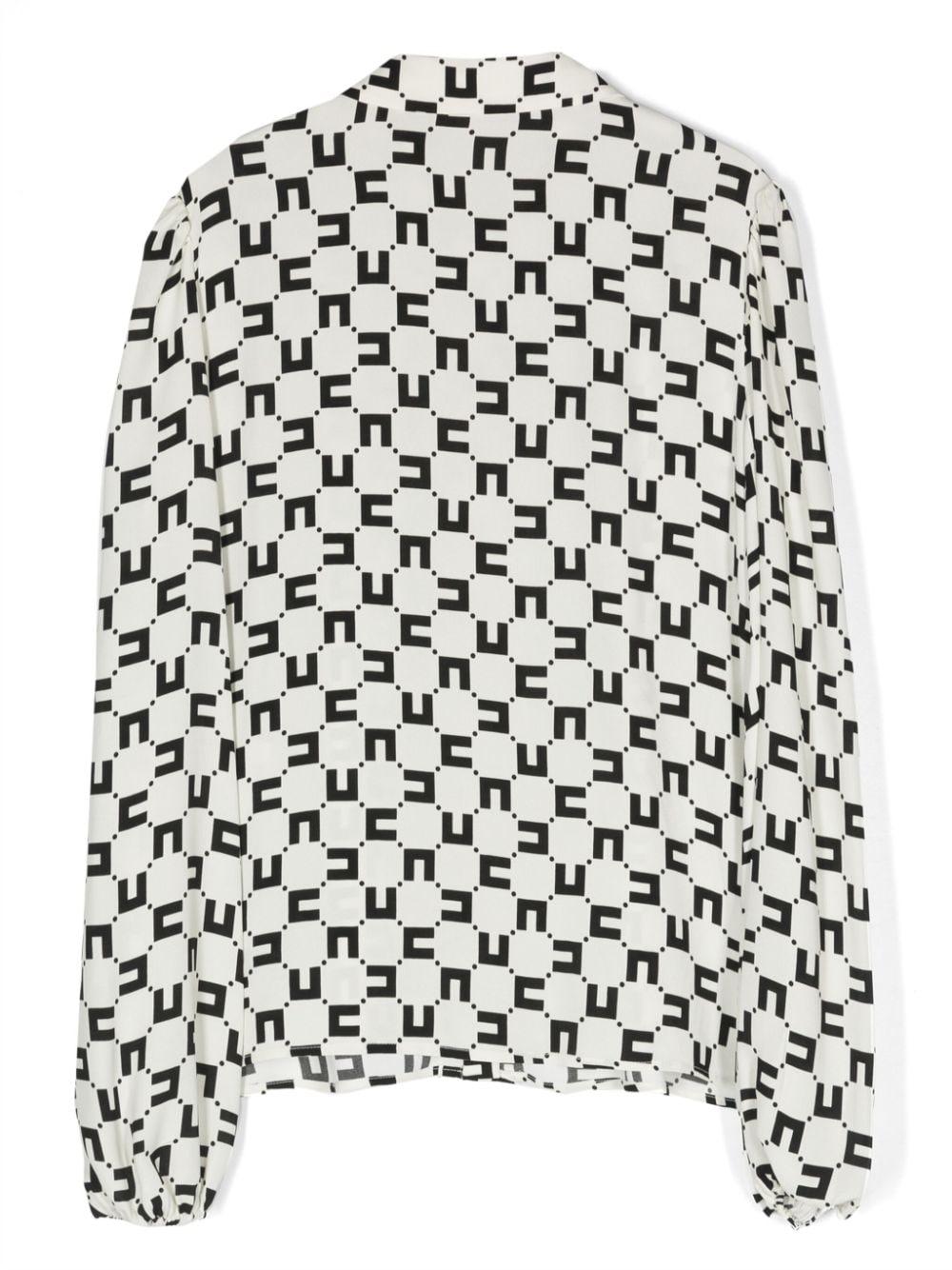 CAMICIA IN VISCOSA STAMPA LOGO CUBICO BURRO/NERO EFCA230 0 VI014/D027 ELISABETTA FRANCHI La Mia Bambina