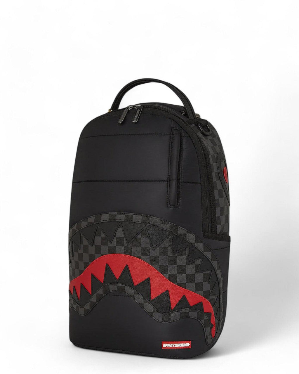 BLACK PUFFER GREY CHECK U BACKPACK 