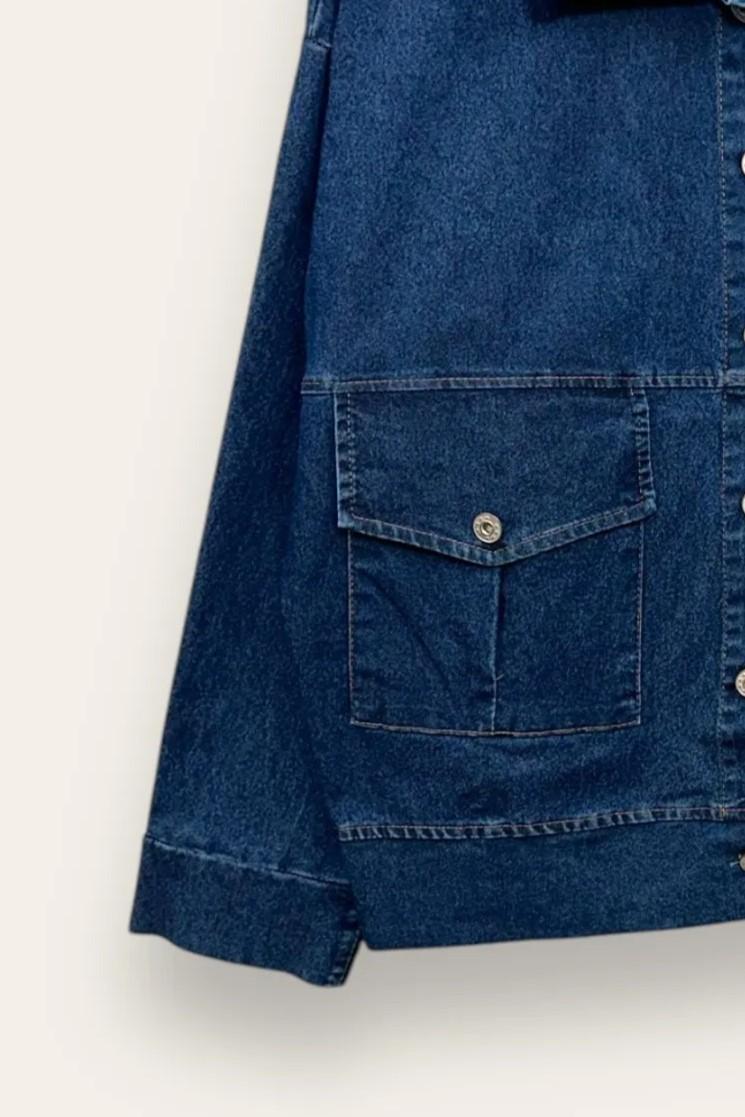 Giacca in jeans con tasconi ES-10648-ES-3887/Blu Jeans Scuro LOVEme