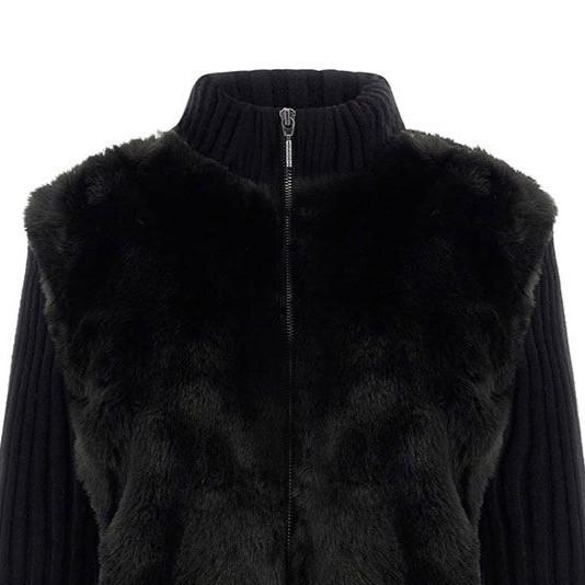 LS FUR MIX ZIP FRNT MILA CARDI W4BR74Z2ZK2/JBLK GUESS