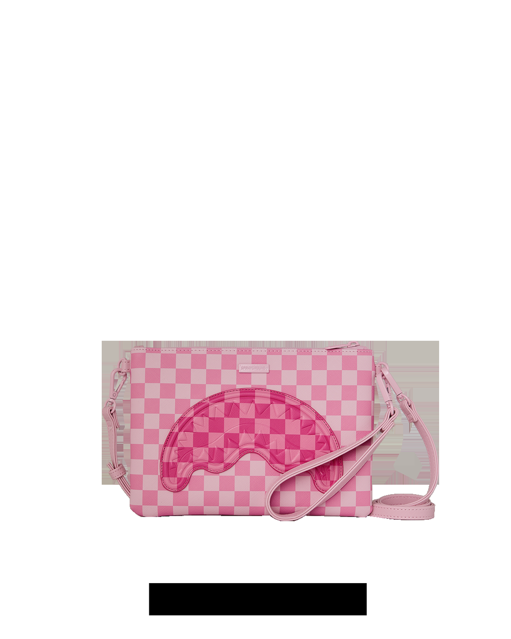 PINK SHARKS IN PARIS PATCH<BR/>CROSSOVER CLUTCH 