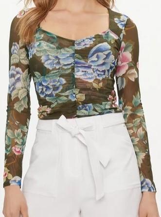 LS SHIRRED REYLA MESH TOP 