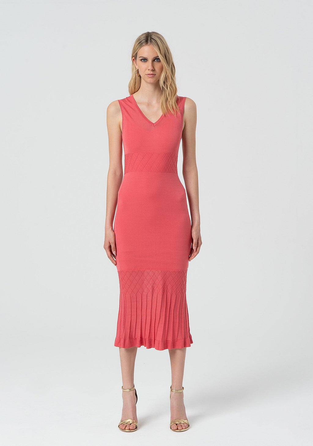 KNITTED DRESS CORAL 