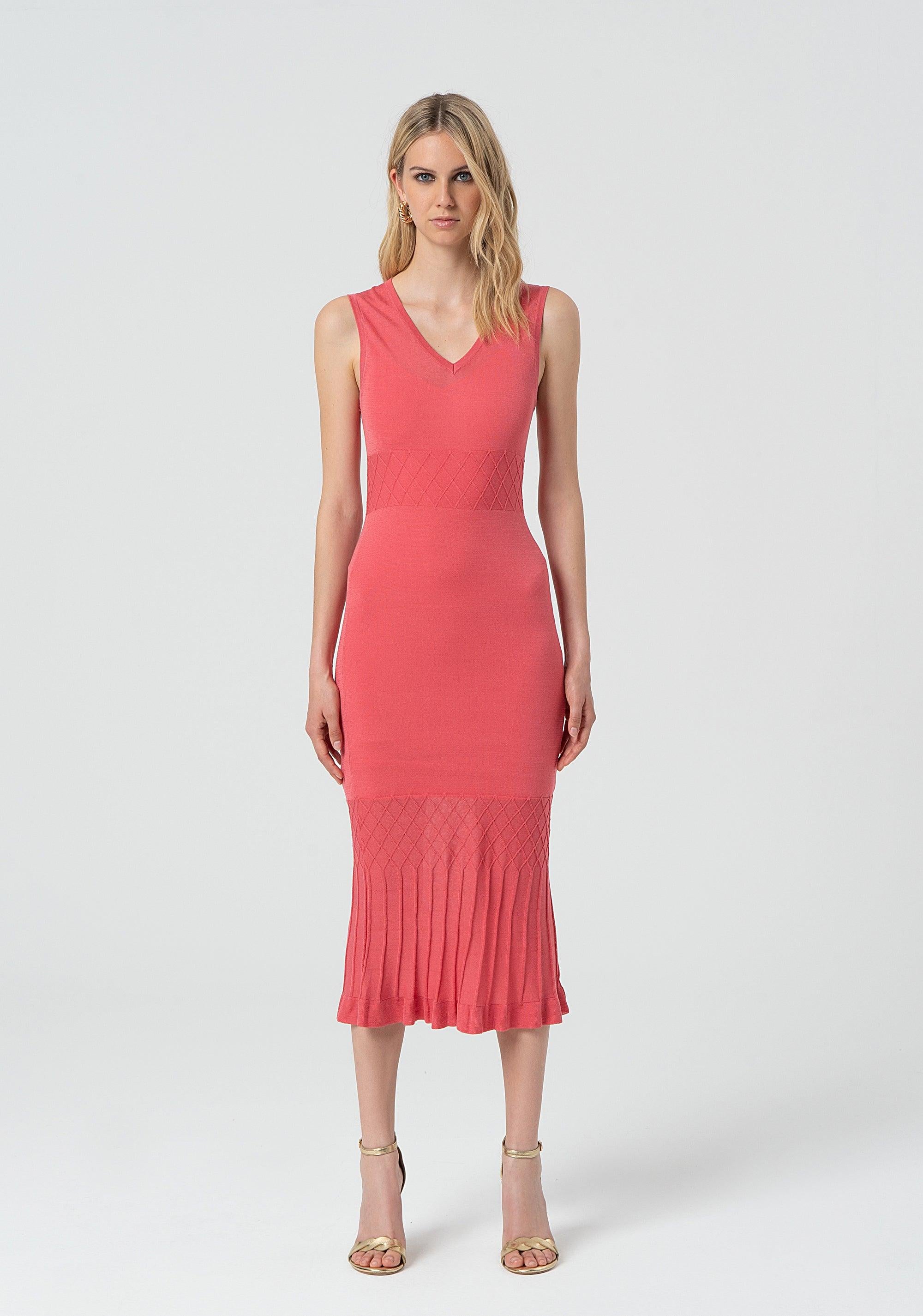KNITTED DRESS CORAL 