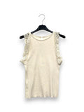 LOVEme Canotta a coste con tulle ricamato