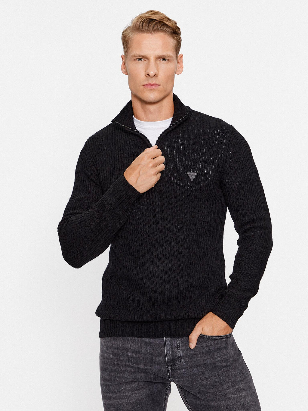 ARIC RIBBED CAMIONER SWTR M3BR47Z39B0/JBLK GUESS