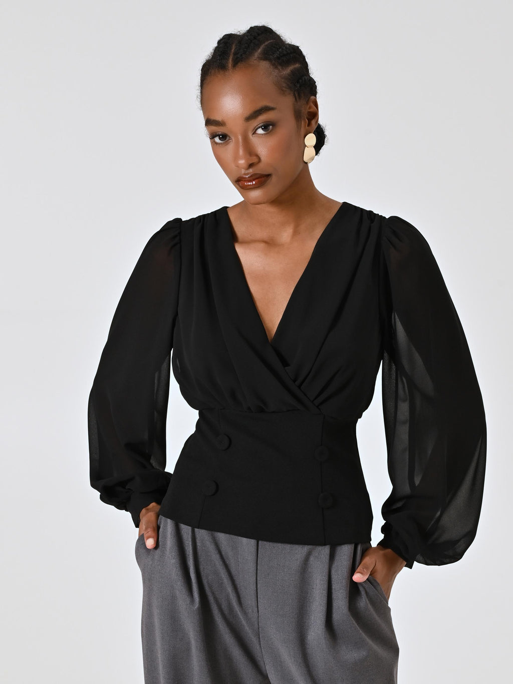 FSTYLE AI9065-B BLUSA SFIANCATA 