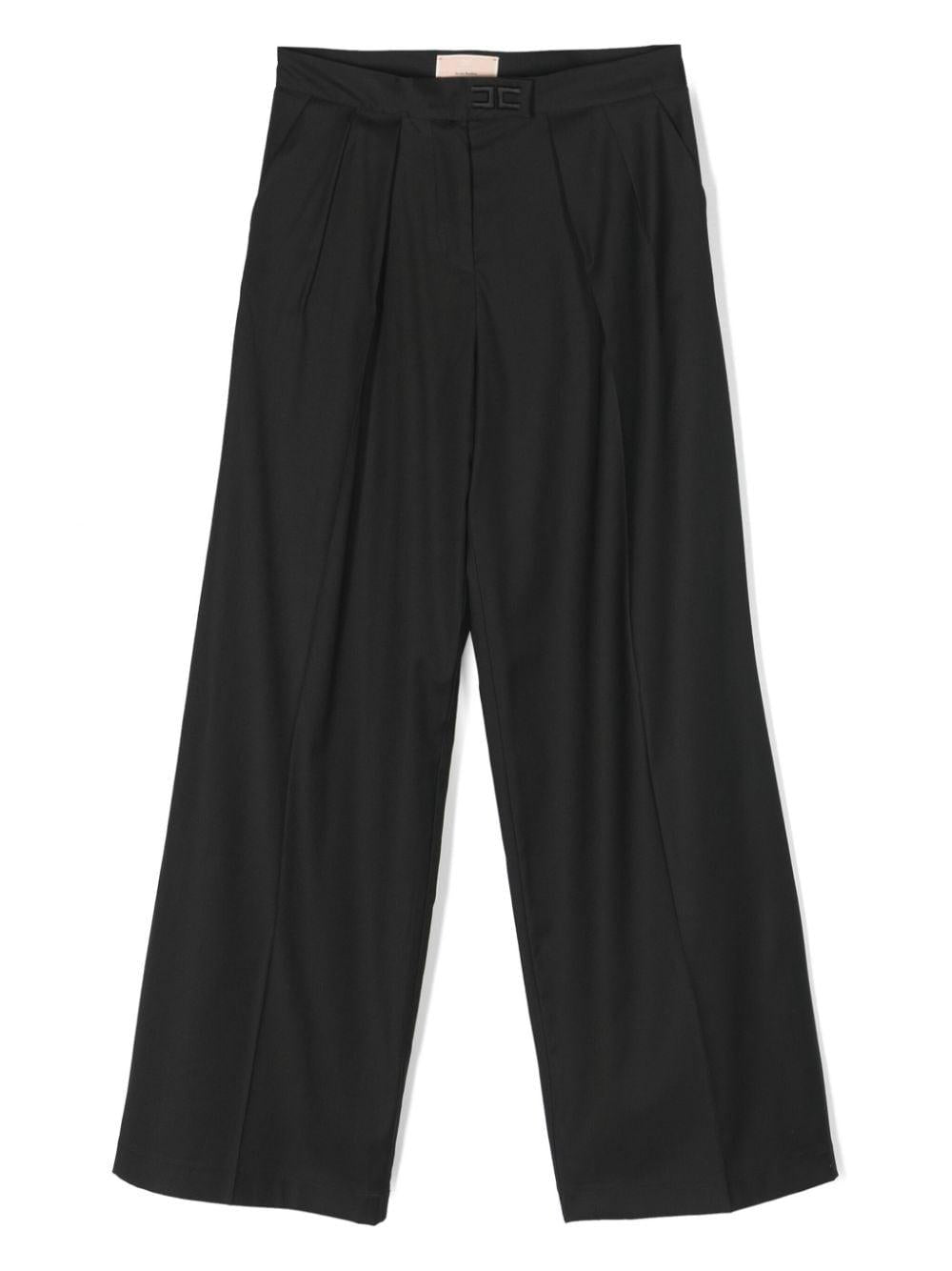 PANTA PALAZZO IN FRESCO LANA CON RICAMO NERO EFPA228 0 ML002/N000 ELISABETTA FRANCHI La Mia Bambina