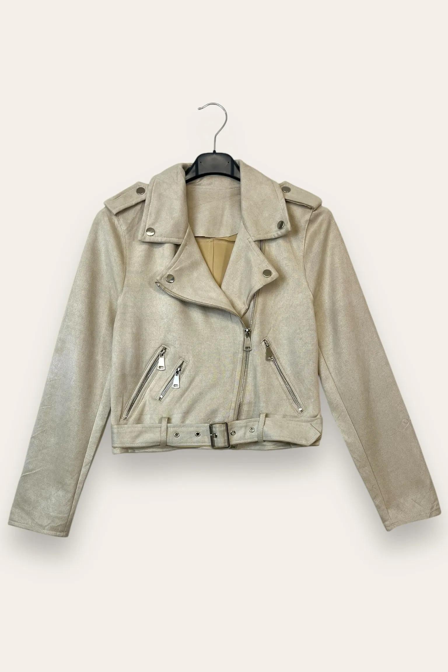 Giacca chiodo in dainetto YY-10704/Beige LOVEme