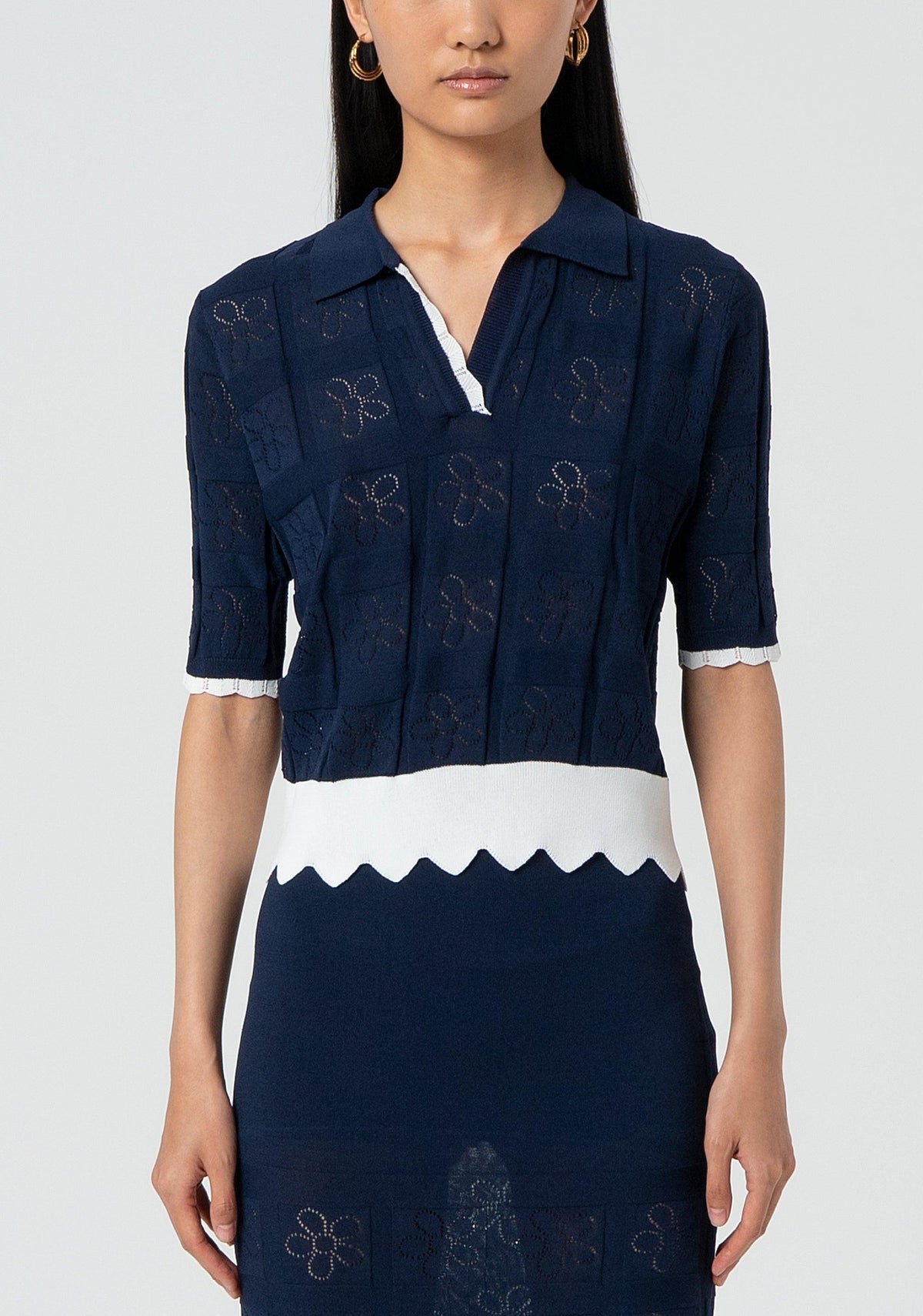 KNITTED POLO BLUEWHITE 