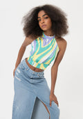CROP TOP MULTICOLORGEOMETRIC FR24ST1052W411N4/Q18 FRACOMINA