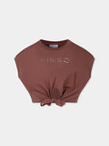 T-SHIRT CROPPED CON NODO + APPL. BORCHIE 