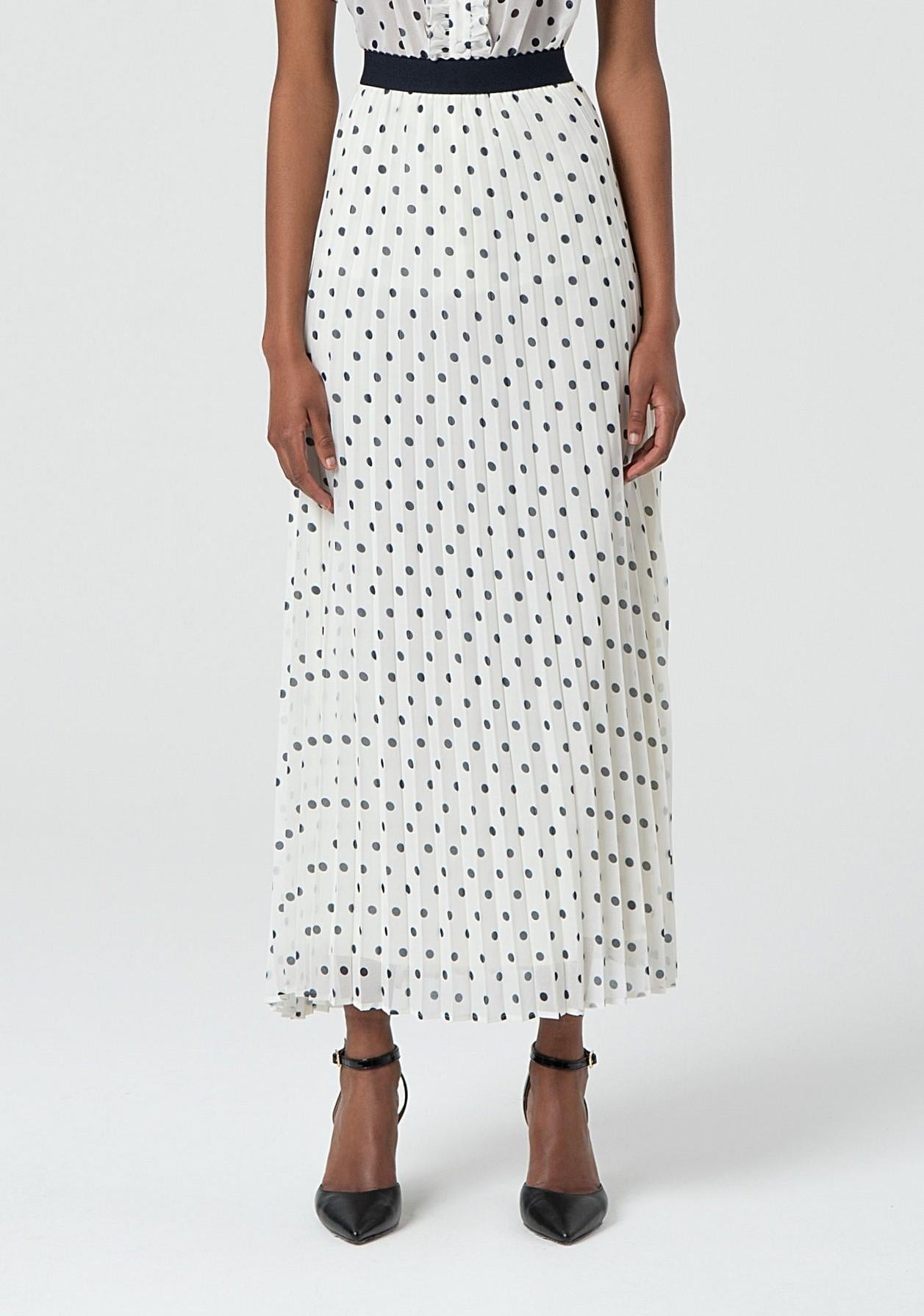 MAXI PRINTED PLISSE' SKIRT CREAMBLU 