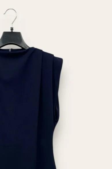 Blusa sagomata asimmetrica in crepe AM-10662-AM-8047/Blu LOVEme