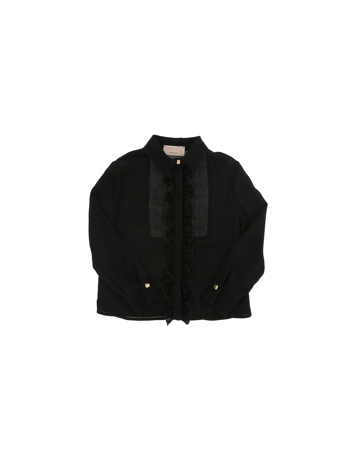 CAMICIA CON PLASTRON RICAMATO NERO EFCA226 0 VI011/N000 ELISABETTA FRANCHI La Mia Bambina