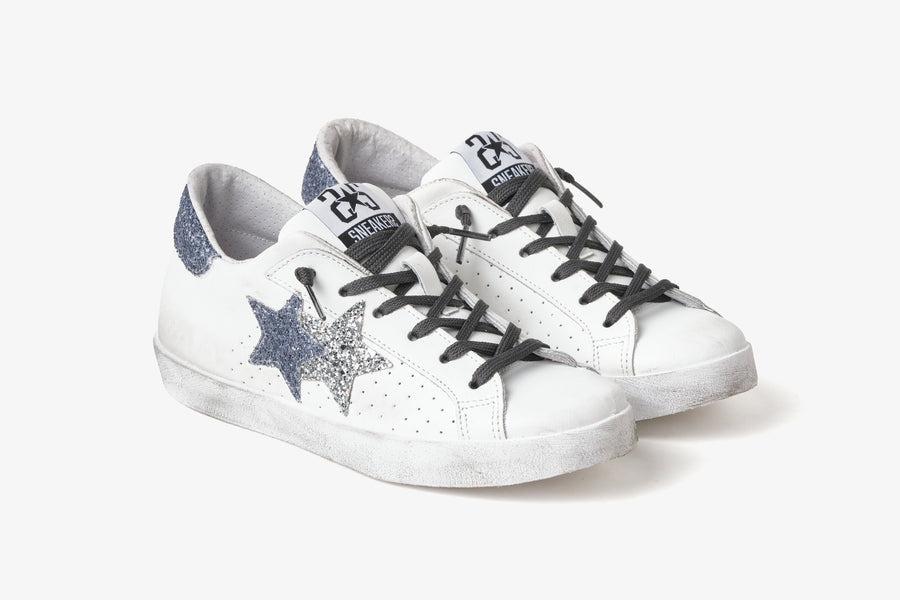 SNEAKERS PRIME STAR BIANCO/ARGENTO/BLU 