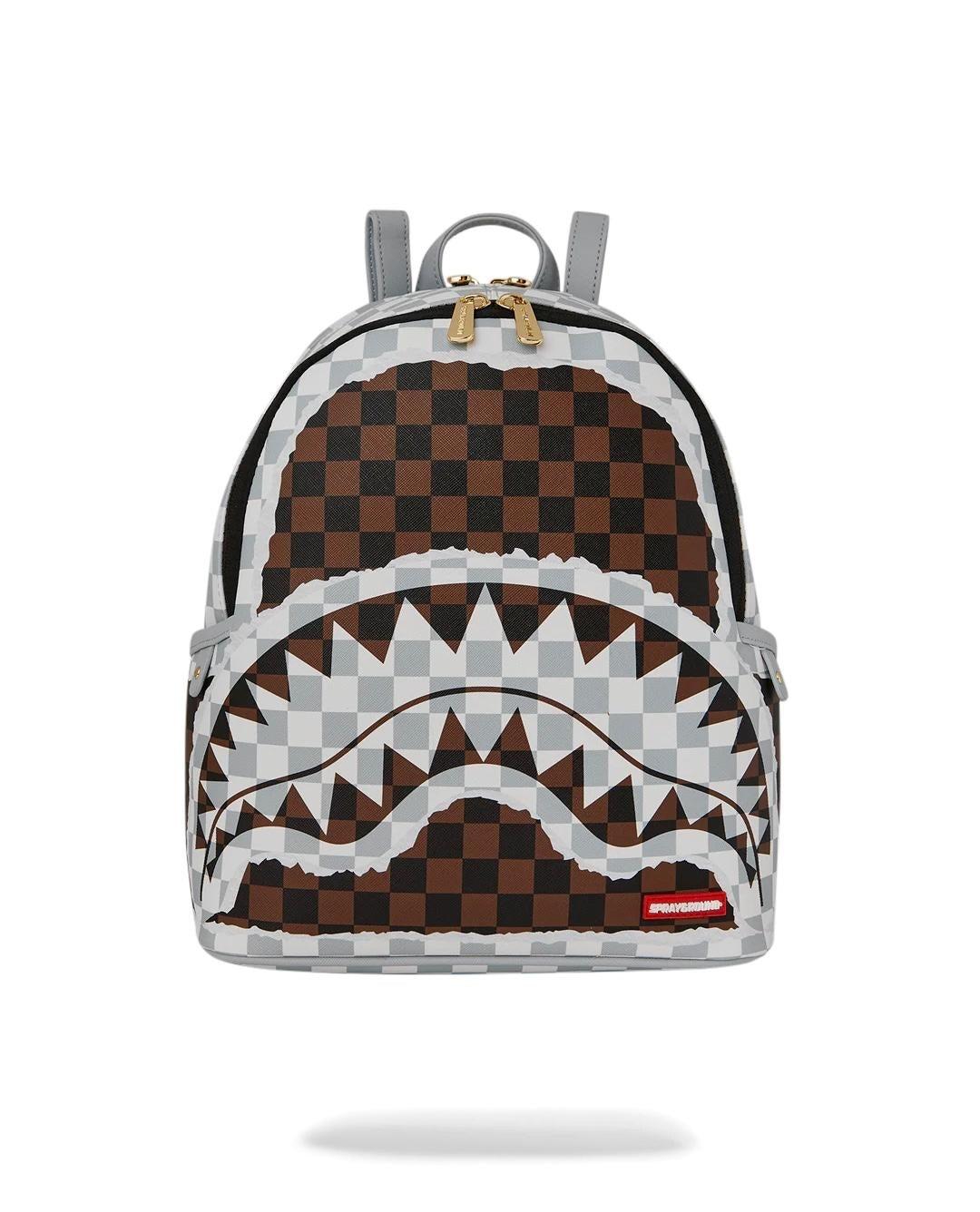 CREAM BROWN TEAR CHECK SAVAGE BACKPACK 910B8291NSZ/CHECK SPRAYGROUND