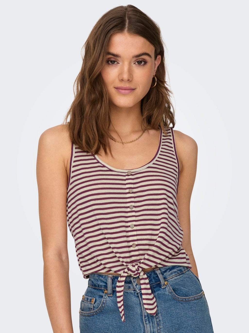 ONLCANNES S/L GLITTER KNOT TOP JRS 