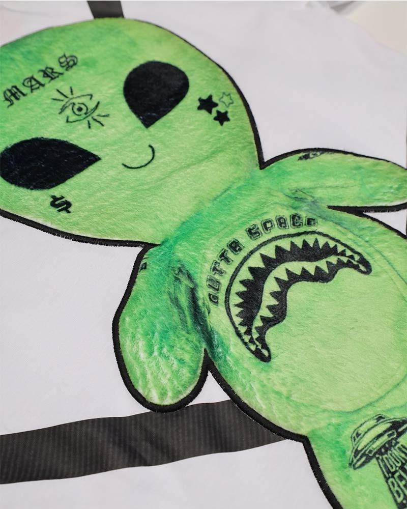 ALIEN PLUSH BACKPACK T-SHIRT SPY1332/WHITE SPRAYGROUND