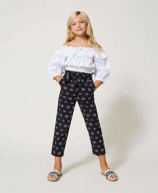 PANTALONE SLOUCKY IN POPELINE ST. "OVAL T" ALLOVER 