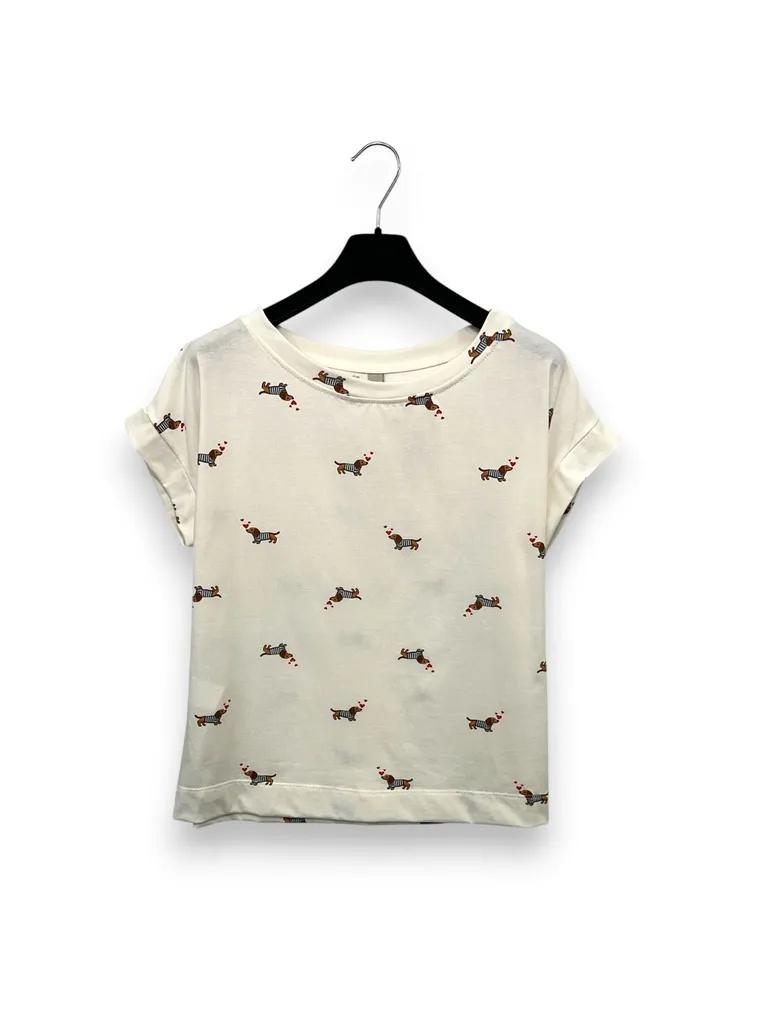 T-shirt a scatola fantasia bassotto 