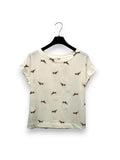 T-shirt a scatola fantasia bassotto 