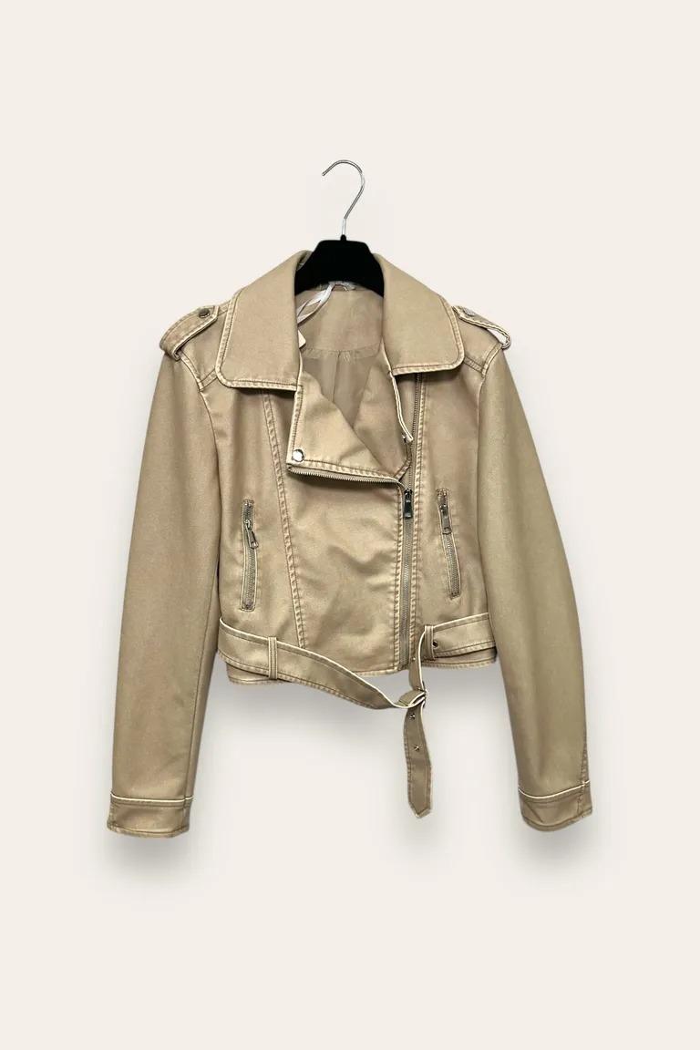 Giacca a chiodo in ecopelle YY-10723/Beige LOVEme