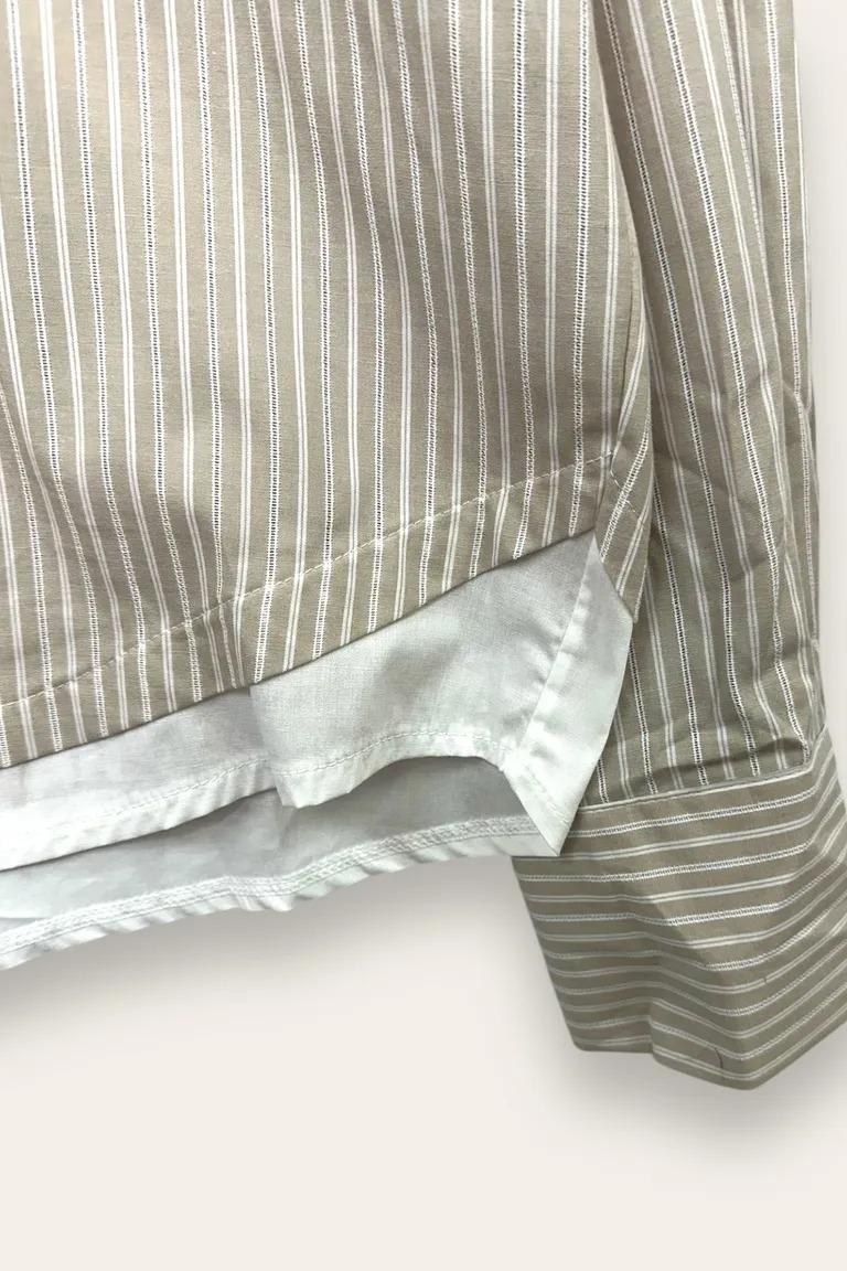Camicia a righe con inserto tinta unita al fondo CL-10672-CL-18301/Beige LOVEme