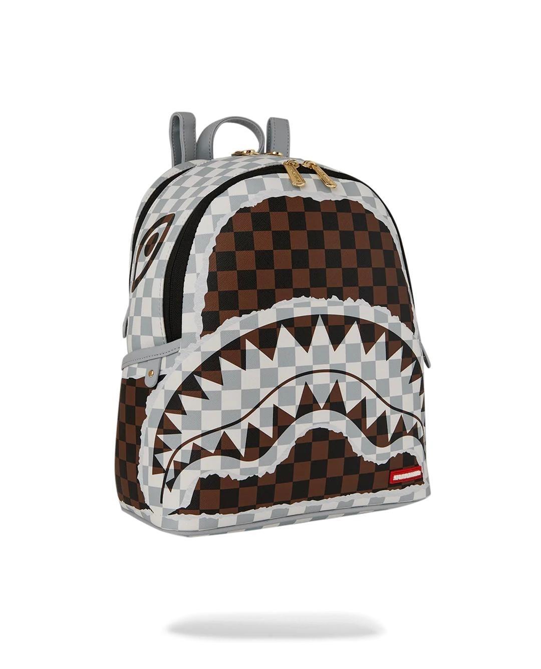 CREAM BROWN TEAR CHECK SAVAGE BACKPACK 910B8291NSZ/CHECK SPRAYGROUND