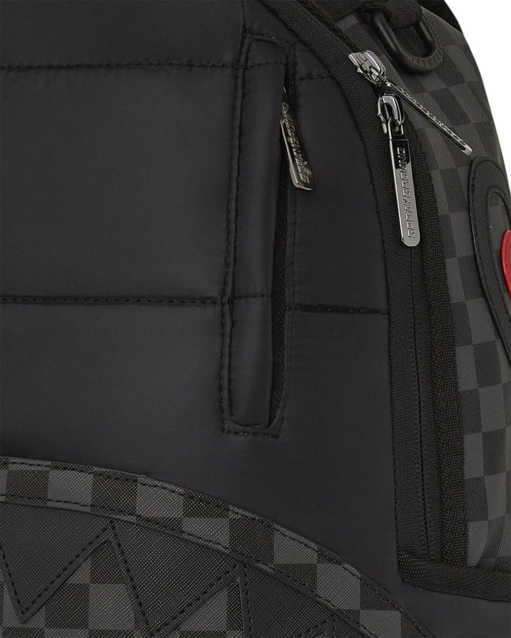 BLACK PUFFER GREY CHECK U BACKPACK 