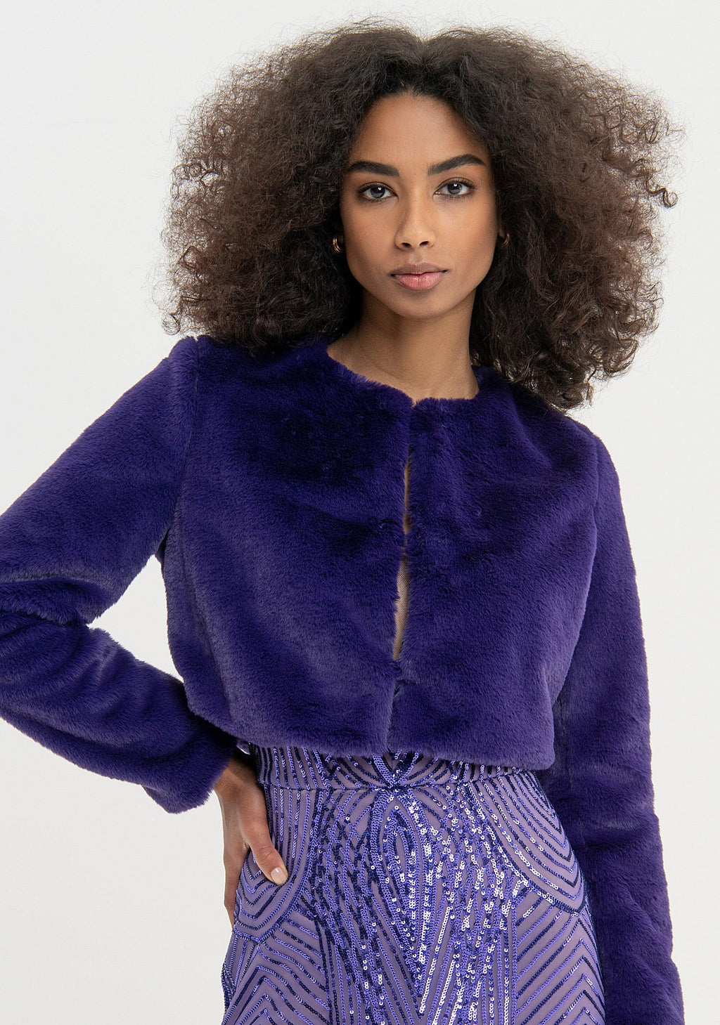 CROP FUR PURPLE 