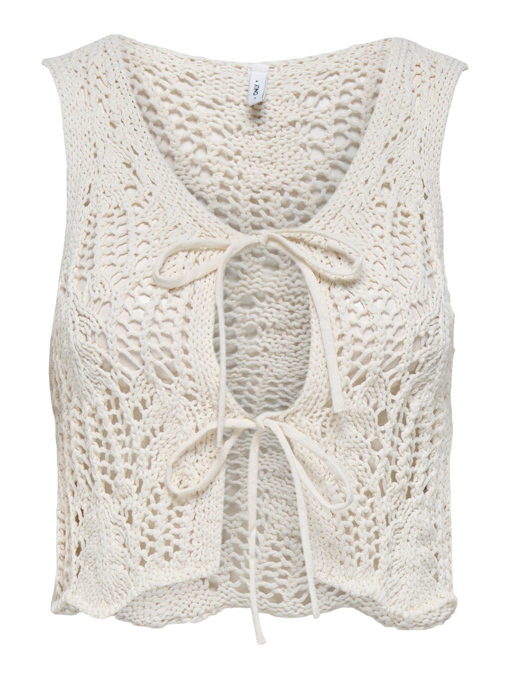 ONLLIZZY LIFE SL CROCHET TIE VEST KNT 15343882/Pumice Stone ONLY