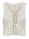 ONLLIZZY LIFE SL CROCHET TIE VEST KNT 15343882/Pumice Stone ONLY