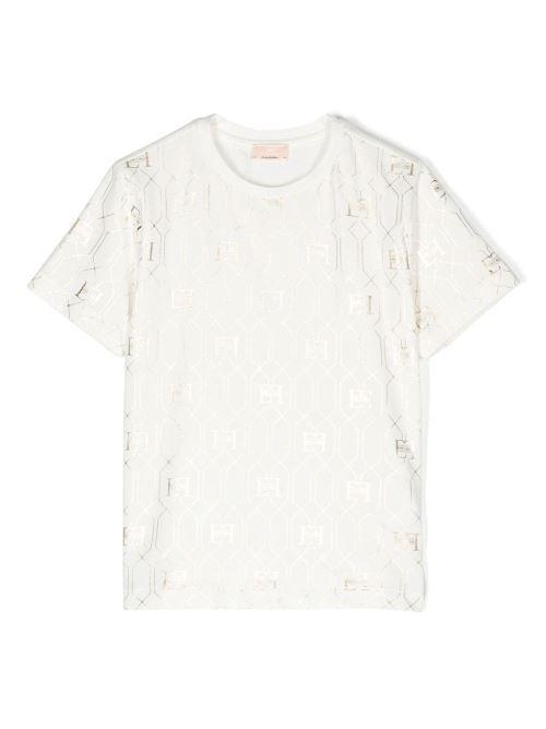 T-SHIRT MEZZA MANICA CON STAMPA LOSANGHE EF NERO 