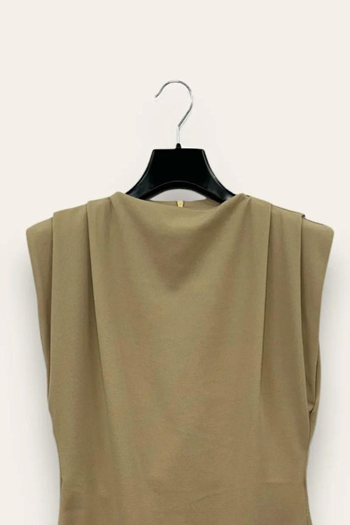 Blusa sagomata asimmetrica in crepe AM-10662-AM-8047/Sabbia LOVEme