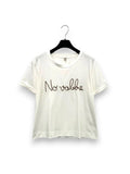 T-shirt a scatola, mezza manica con ricamo "no vabbè" 