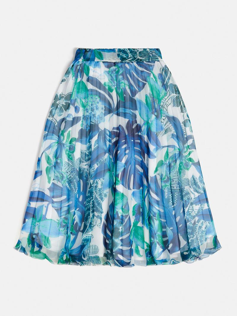 PLEATED CHIFFON MIDI SKIRT 