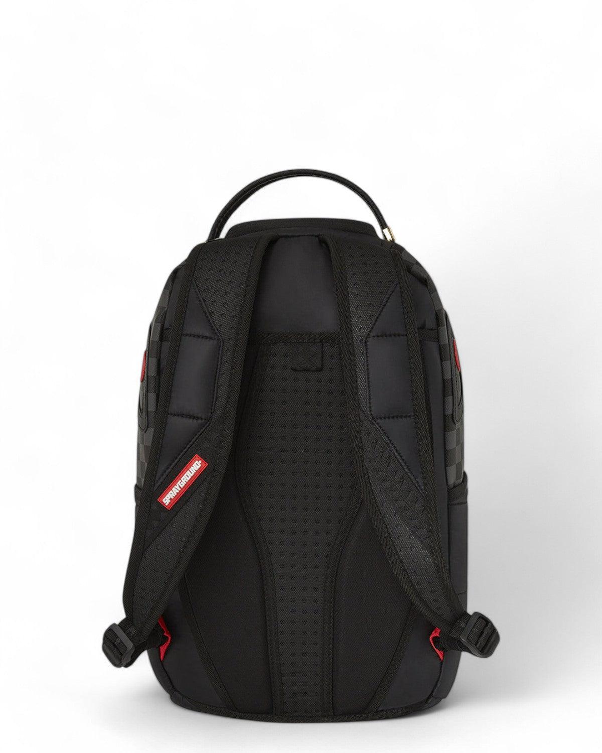BLACK PUFFER GREY CHECK U BACKPACK 