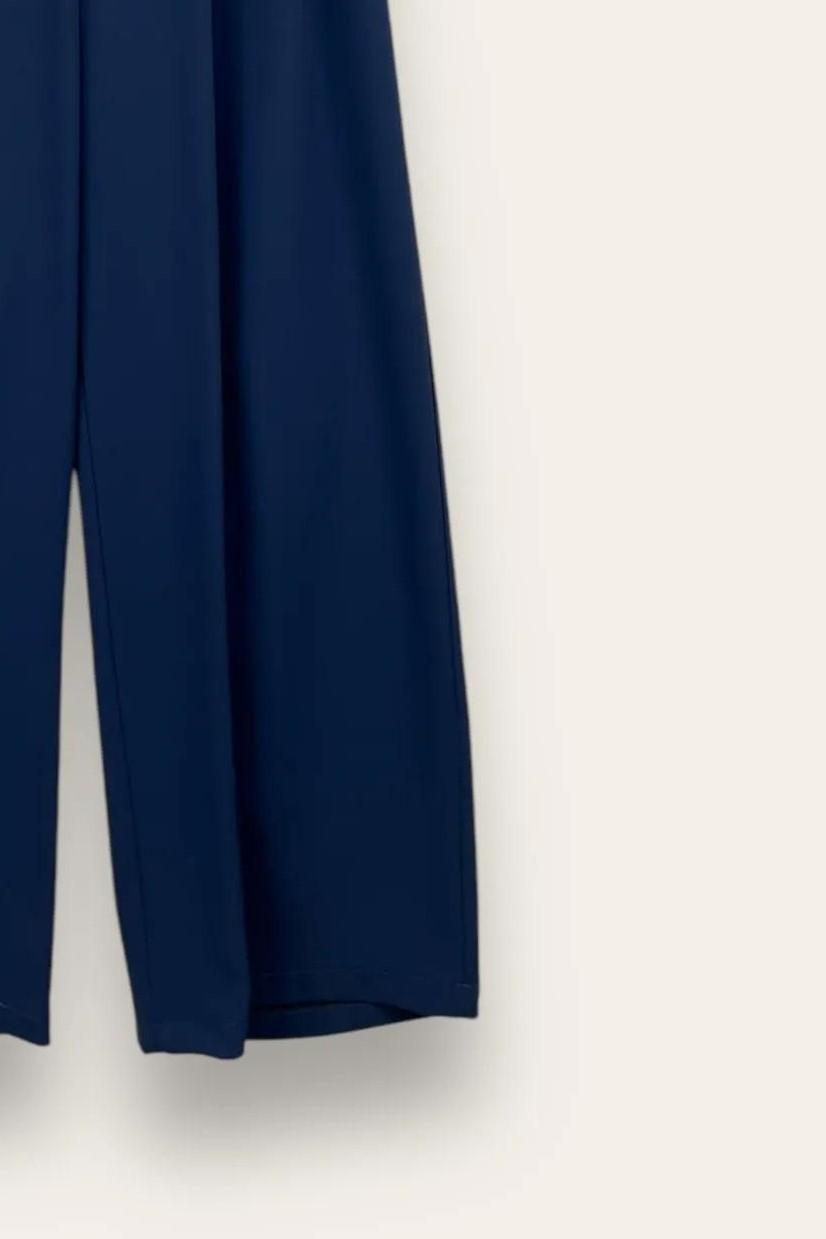 Pantalone fluido a palazzo, elastico retro vita 